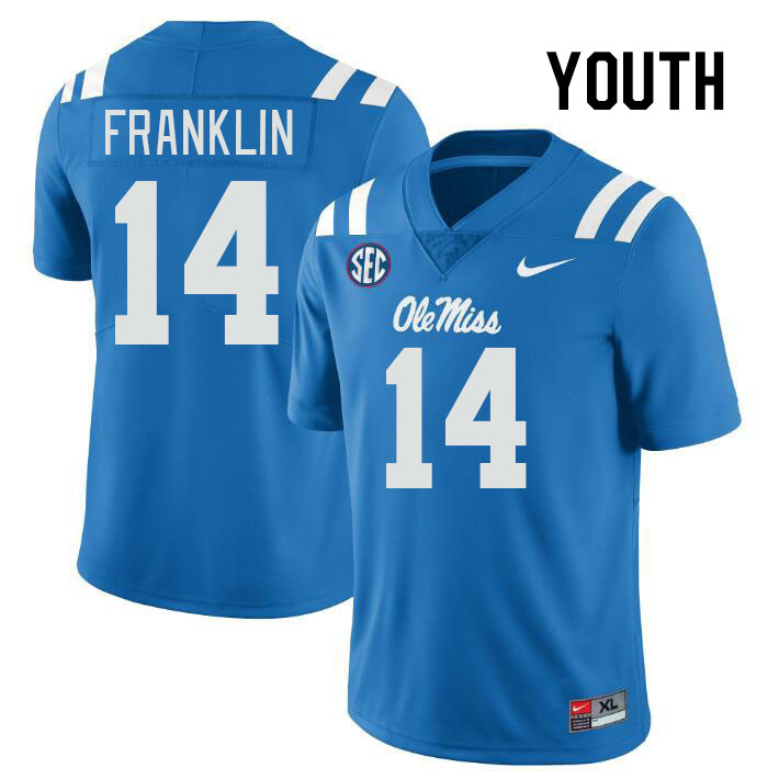 Youth #14 Kam Franklin Ole Miss Rebels College Football Jerseys Stitched-Power Blue